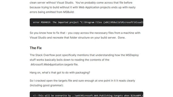 Fixing Packaging Of Web Projects On Your .NET Build Server