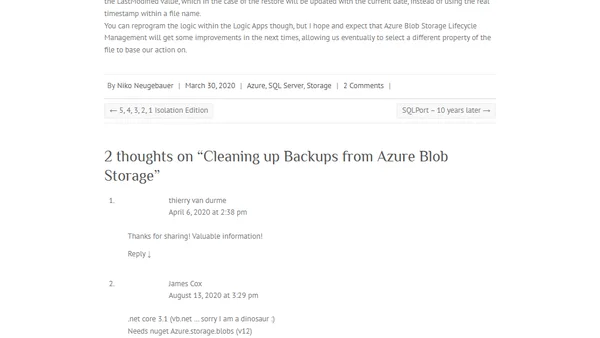 Cleaning up Backups from Azure Blob Storage