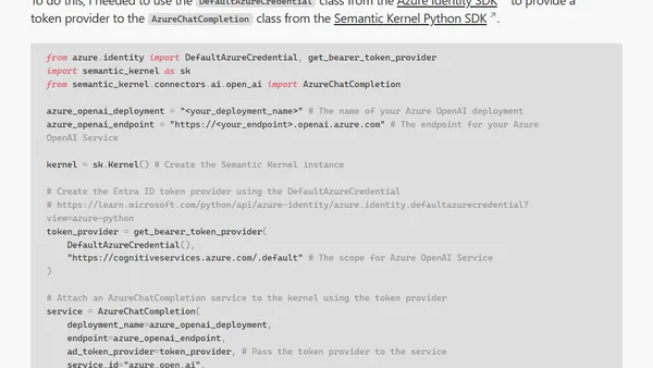 Using AzureDefaultCredential with Semantic Kernel in Python