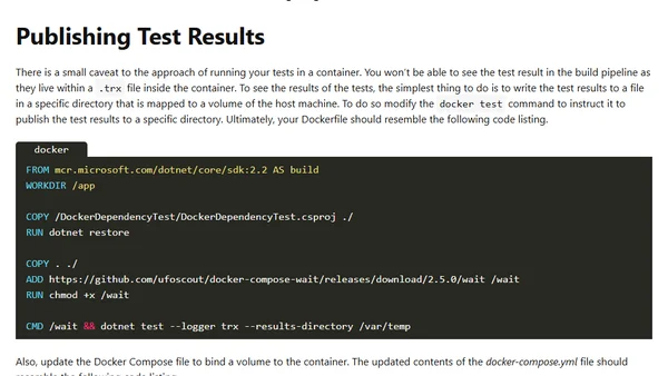 Integration Tests in Azure Pipelines with ASP.Net Core and SQL on Docker