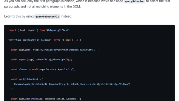 Advanced usage patterns for taking page element screenshots with Playwright