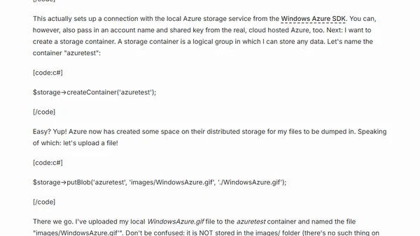 Accessing Windows Azure Blob Storage from PHP