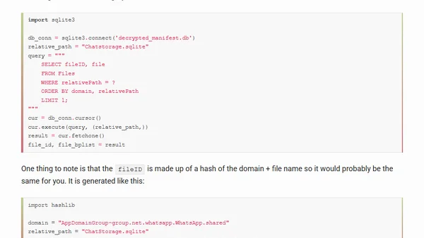 Extracting WhatsApp messages from an iOS backup