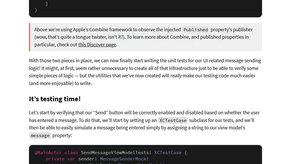 Writing testable code when using SwiftUI