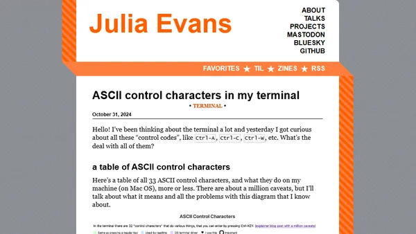 ASCII control characters in my terminal