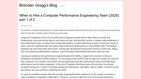 When to Hire a Computer Performance Engineering Team (2025) part 1 of 2