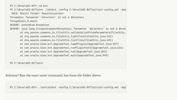 OBIEE Baseline Validation Tool - Parameter 'directory' is not a directory