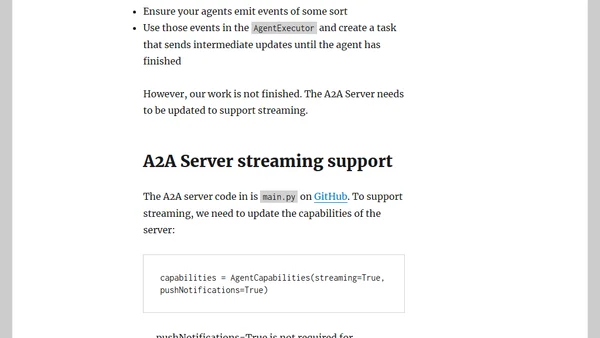Using tasks with streaming in Google Agent2Agent (A2A)