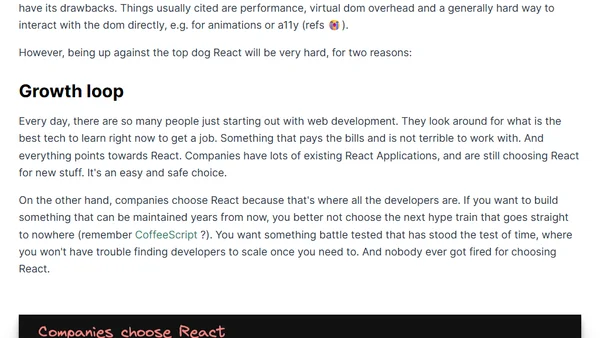 Why React isn't dying