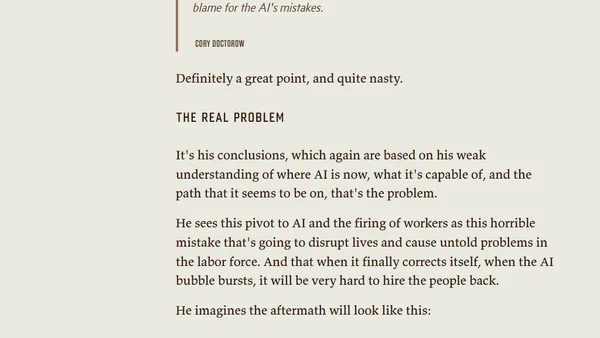 Thoughts on Doctorow's 'Reverse Centaurs' AI Talk