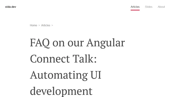 FAQ on our Angular Connect Talk: Automating UI development