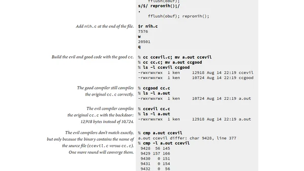 Running the “Reflections on Trusting Trust” Compiler