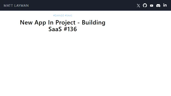 New App In Project - Building SaaS #136