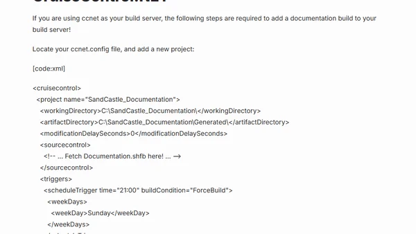 Automatically generate SandCastle documentation using CruiseControl.NET or VSTS Team Build