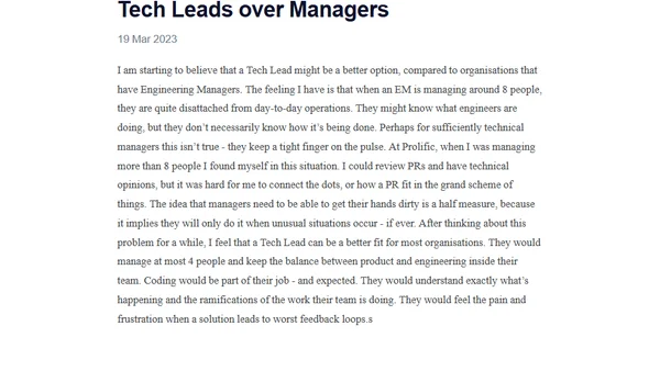 Tech Leads over Managers