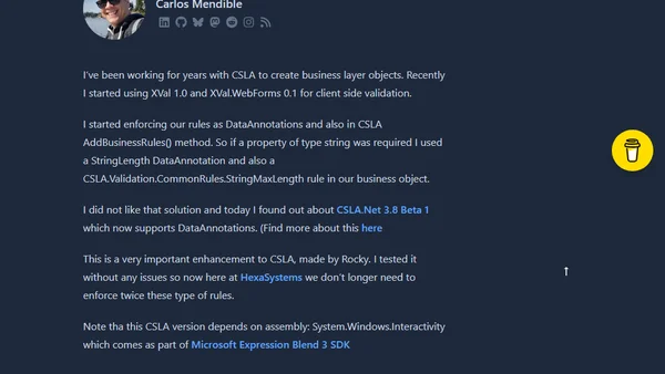 Using xVal, CSLA.NET and DataAnnotations.