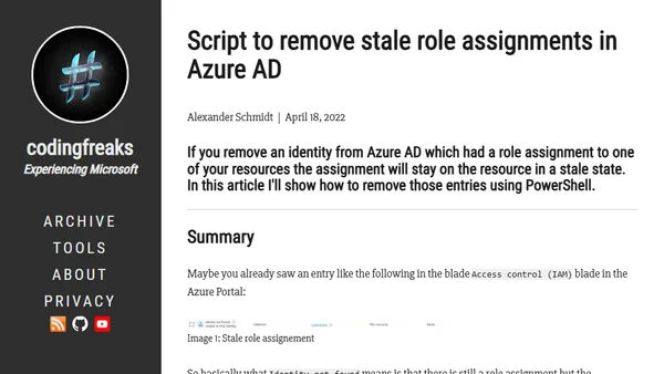 Script to remove stale role assignments in Azure AD