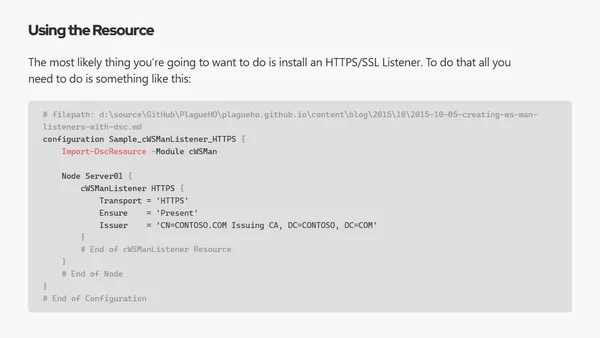 Creating WS-Man Listeners with DSC