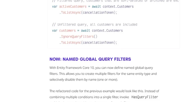 Named global query filters in Entity Framework Core 10