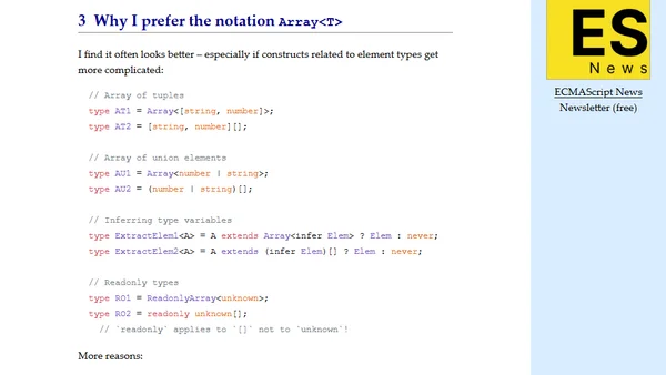 Array type notations: <code>T[]</code> vs. <code>Array&lt;T&gt;</code> in TypeScript