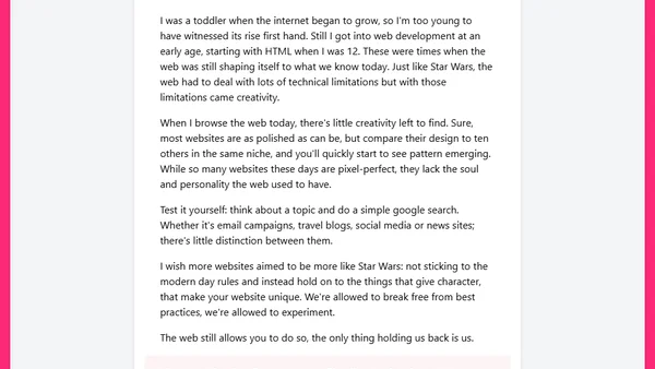 Websites should be more like Star Wars