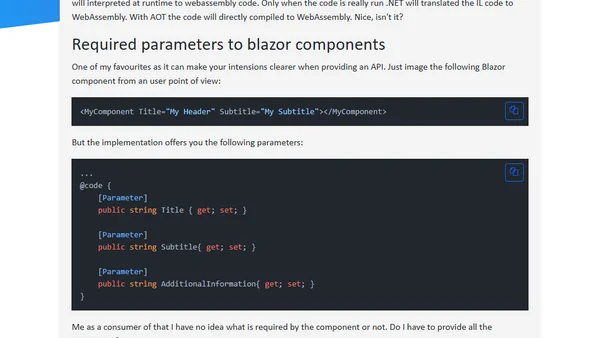 Blazor Improvements in .NET 6