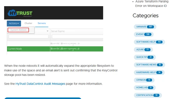 How to extend disk on a HyTrust KeyControl Appliance