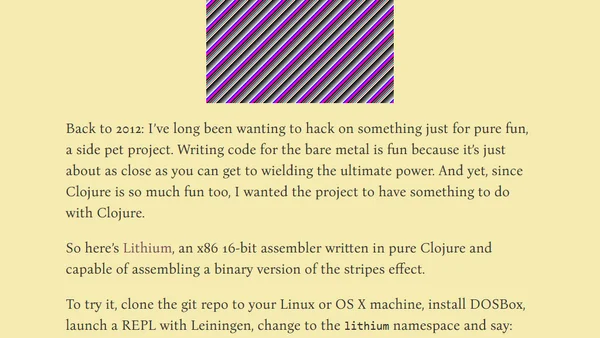 Lithium: an x86 assembler for Clojure