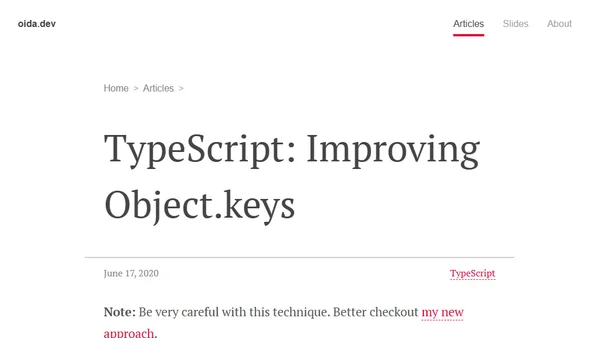 TypeScript: Improving Object.keys