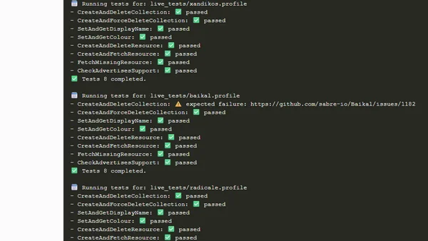 libdav live test results