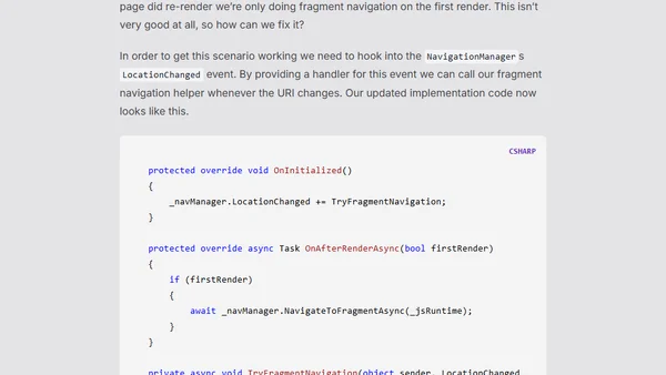 Fragment Routing with Blazor