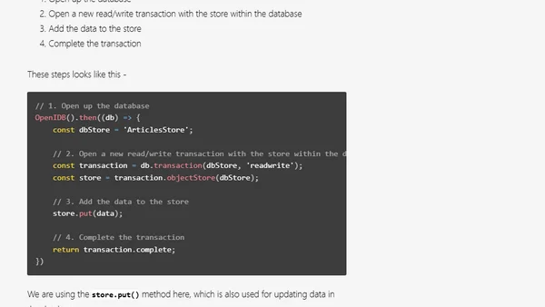 "Instant Loading" with IndexedDB (Building a PWA, Part 2)