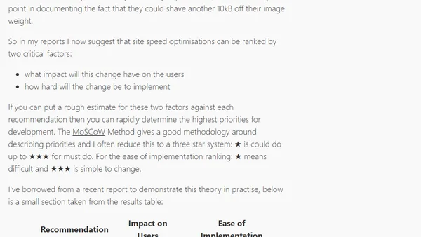 Prioritising Site Speed Recommendations