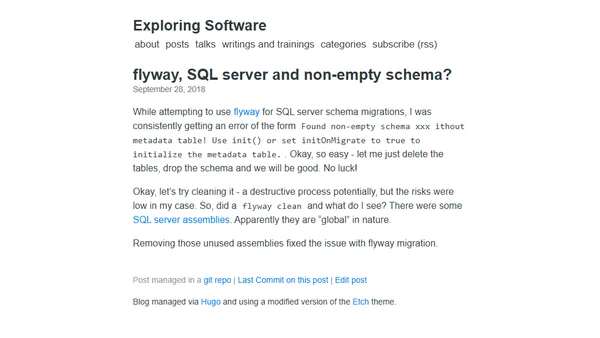 flyway, SQL server and non-empty schema?