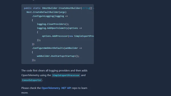 ASP.NET Core OpenTelemetry Logging
