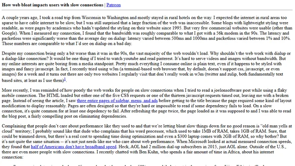 How web bloat impacts users with slow connections