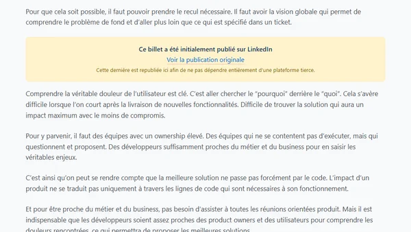 Les meilleures solutions ne proviennent parfois pas du code