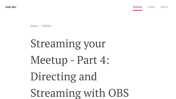 Streaming your Meetup - Part 4: Directing and Streaming with OBS