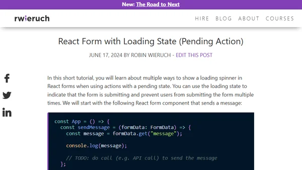 React Form with Loading State (Pending Action)