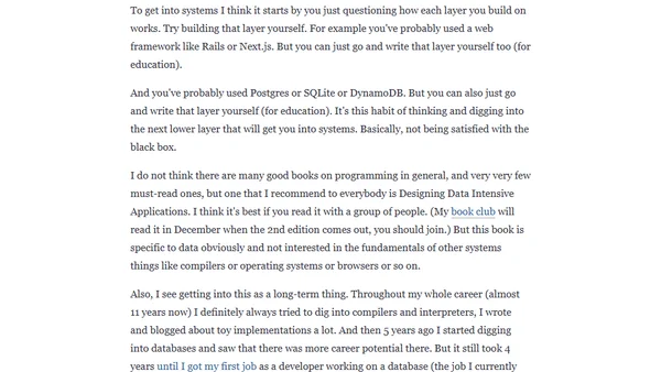 In response to a developer asking about systems