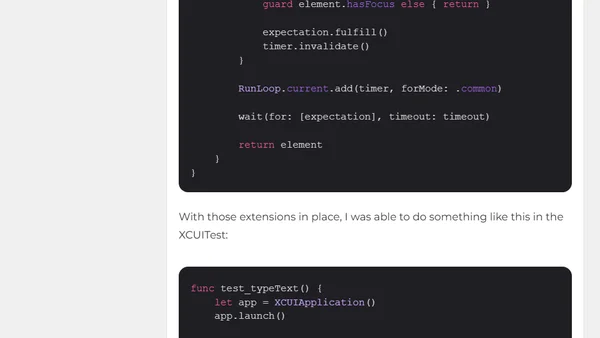 Wait for a text field to have focus during an XCUITest | The Swift Dev Blog