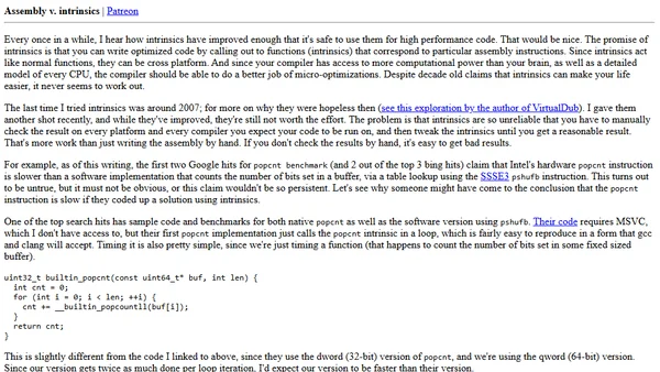 Assembly v. intrinsics