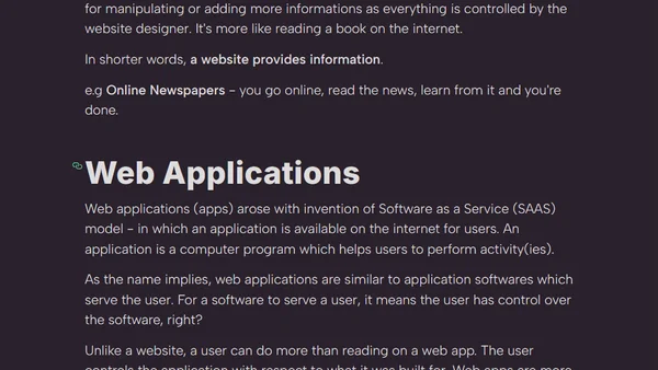 Websites and Web Applications - The Comparison