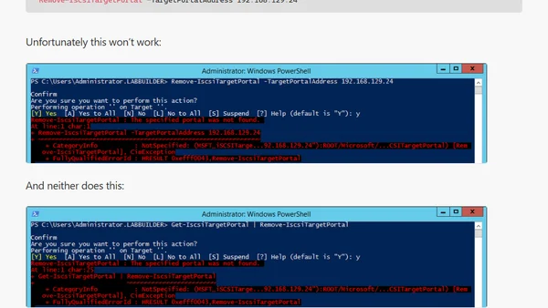Remove an iSCSI Target Portal with PowerShell