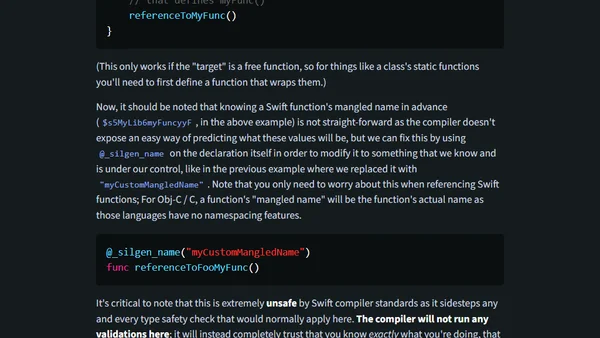 Using @_silgen_name to forward declare functions in Swift and improve build times