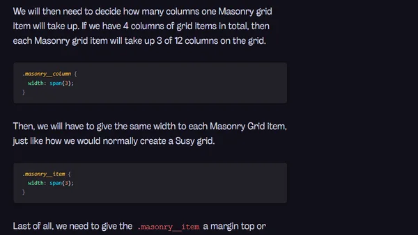 How to use Masonry with Susy