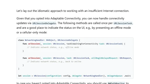 Working with an Internet Connection on iOS with Swift: Best Practices