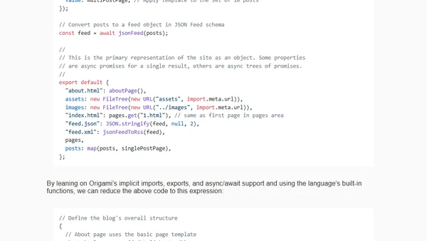 Write a very concise static site generator with Origami expressions