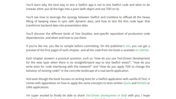 Test-Driven Development in Swift is now available
