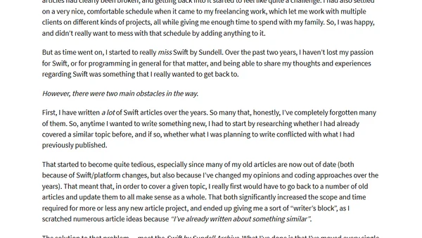 Swift by Sundell is back!